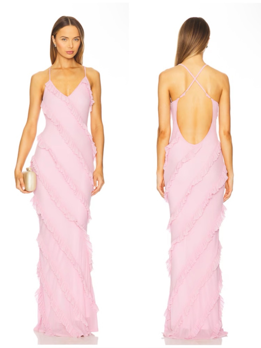 Runaway The Label Barlow Maxi Dress in Light Pink Size S